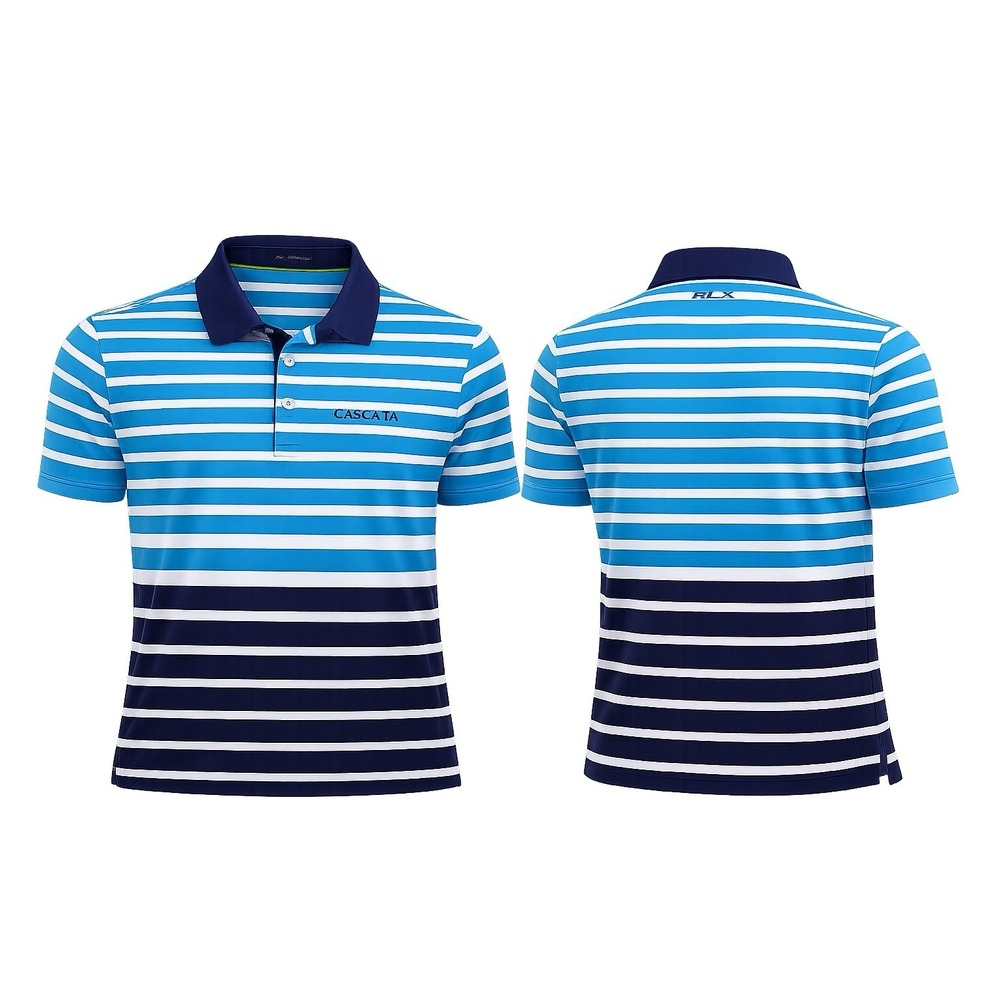 Polo Ralph Lauren Shirt Men XXL  BLUE WHITE STRIPE S/S  Golf Polo PERFORMANCE
